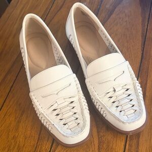 Giani Bernini White Woven Leather Penny Loafers